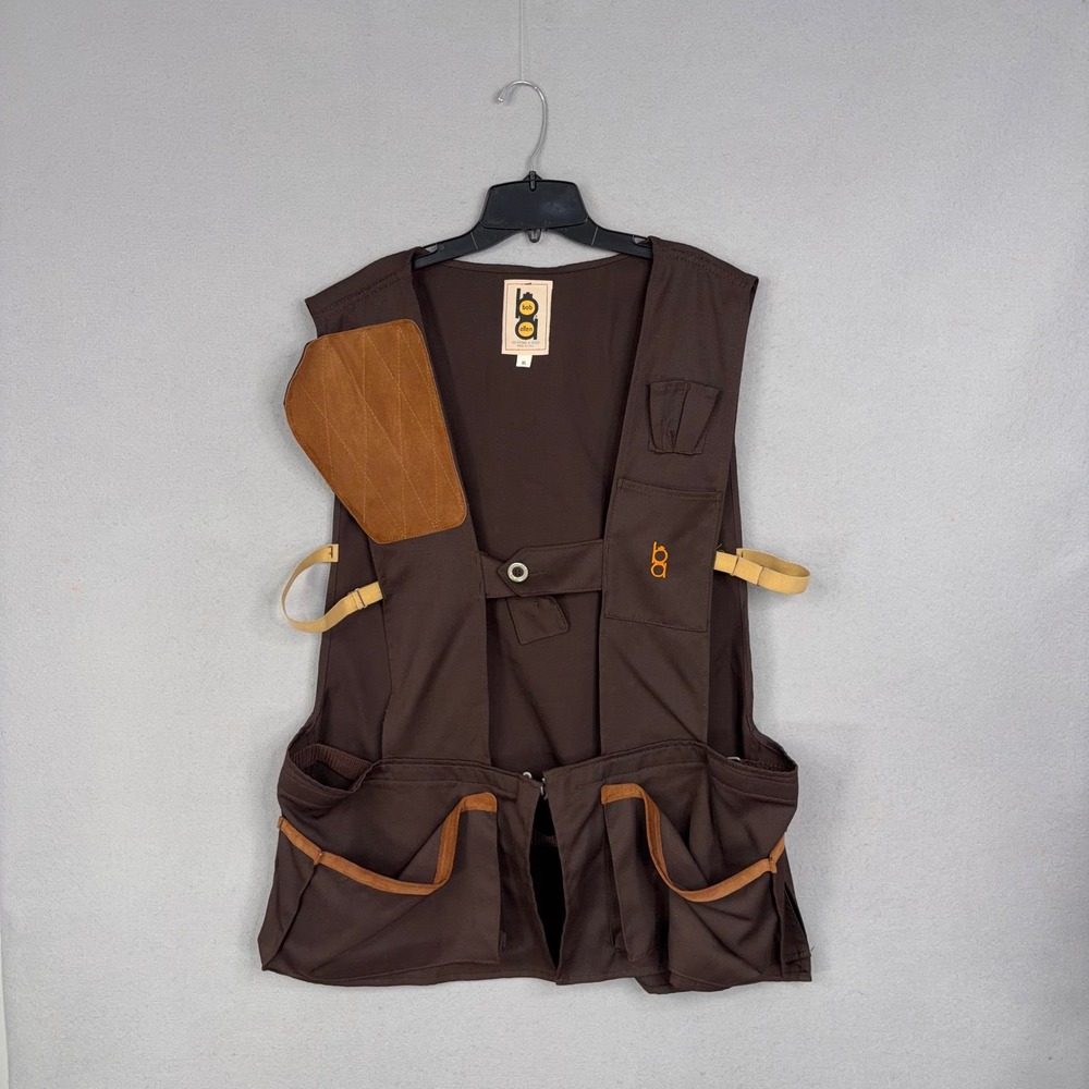 Bob Allen Shooting Vest Mens XL Brown Solid Leather Trim Hunting Clay Gorpcore